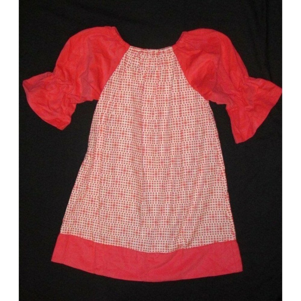 $58 New Hannah Kate 7 Cord Tunic/Dress Poppy Corduroy Top Puffy Sleeves Ruffles